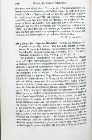 298-299 [Rezension] Müller, Karl Friedrich, Die Esslinger Pfarrkirche im Mittelalter