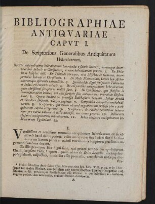 Caput I. De Scriptoribus Generalibus Antiquitatum Hebraicarum