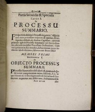 Caput I. De Processu Summario.