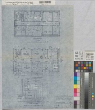 Warendorf (Warendorf) Postgebäude Blatt 1 Lageplan und Grundrisse 1938 1 : 100 58 x 40 Pause Oberpostdirektion Münster