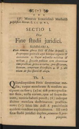 Sectio I. De Fine studii juridici