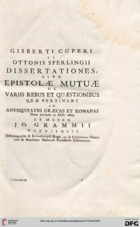 Dissertationes, sive epistolae mutuae