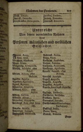 Unterricht Von denen vornehmsten Rahmen derer Personen männlichen und weiblichen Geschlechts.