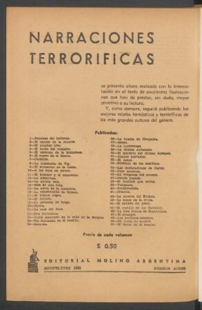 "Narraciones Terroríficas" publicados