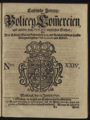 Nro. XXIV, Montags, den 10. Junius 1737