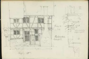 Fachwerkhaus, Oberlahnstein: Ansicht, Details (aus: Skizzen- und Fotoalbum 1)