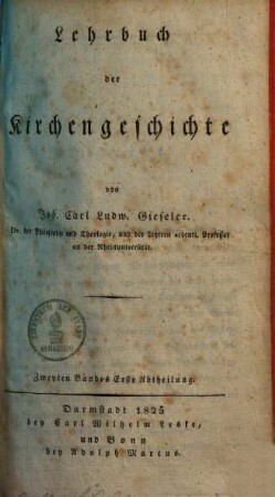 Lehrbuch der Kirchengeschichte. 2,1