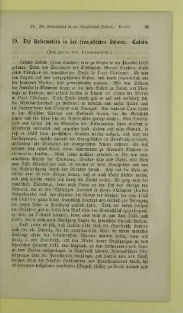 19. Die Reformation in der französichen Schweiz. Calvin