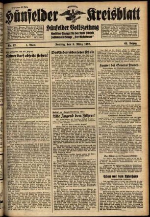 Erste Ausgabe vom Freitag, den 05. März 1937.