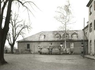 Mutzschen. Schloßanlage (1703 und 1754) (Jugendherberge). Gartenfront des Schlossflügels