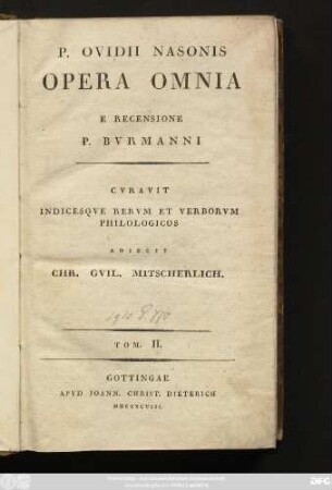 T. 2: P. Ovidii Nasonis Opera Omnia