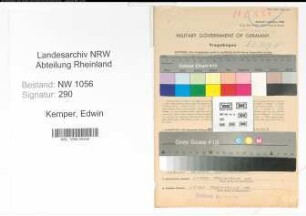 Entnazifizierung Edwin Kemper , geb. 11.03.1889 (Postbeamter)