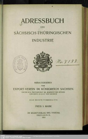 1911: Adressbuch der sächsisch-thüringischen Industrie