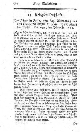 13. Kriegswissenschaft.