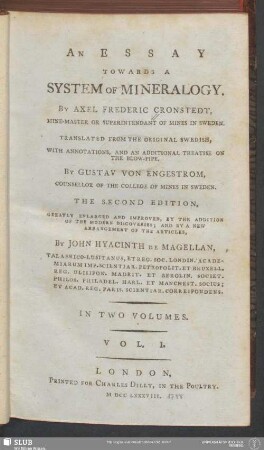 1: An Essay towards a System of Mineralogy