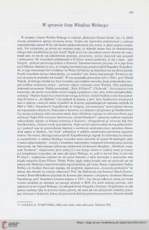 67: W sprawie listu Witalisa Wolnego