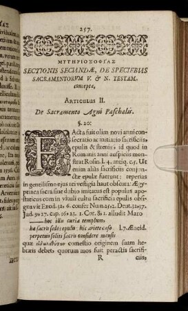 Articulus II. De Sacramento Agni Paschalis.