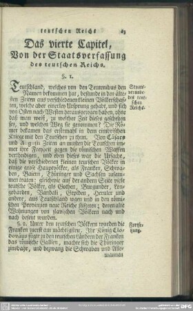 Das vierte Capitel, Von der Staatsverfassung des teutschen Reichs