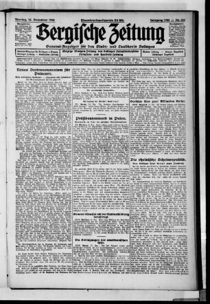 Bergische Zeitung. 1922-1935