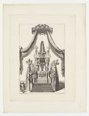 Funeralarchitektur für Maria Theresia von Frankreich, aus: Jacques Thuret, „Oeuvre de Jean Bérain“, Paris 1711
