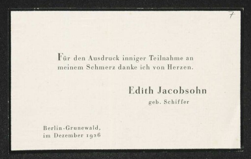 Brief von Edith Jacobsohn an Gerhart Hauptmann