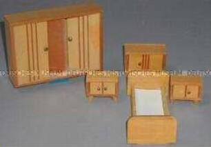 Puppenstubenschlafzimmer (Schrank, Kommode, Bett, Nachtisch 2 St)