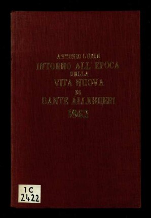 Intorno all' epoca della Vita Nuova di Dante Allighieri