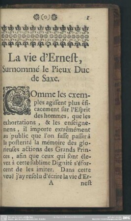 La vie d'Ernest, Surnommé le Pieux Duc de Saxe
