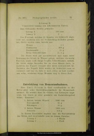 Entwicklung von Momentaufnahmen
