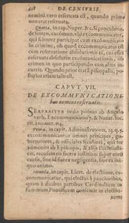 Caput VII. De Excommunicationibus nemini reservatis.