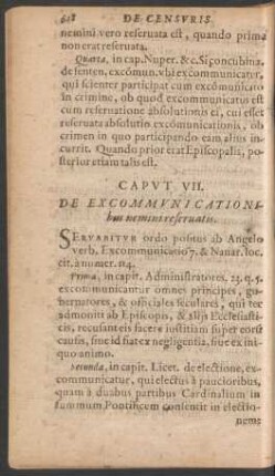 Caput VII. De Excommunicationibus nemini reservatis.