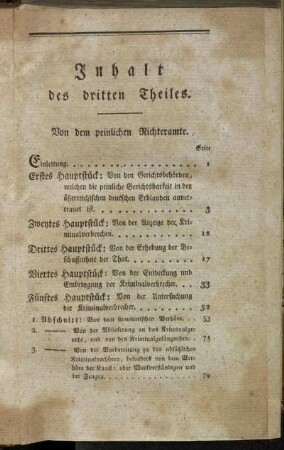 Inhalt des dritten Theiles.