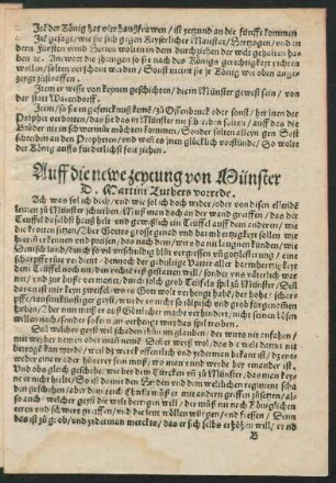 Auff die neue zeytung von Münster D. martini Luthers vorrede.