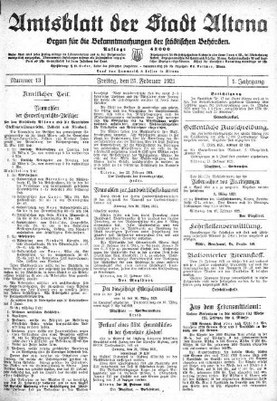 Nummer 13 : Freitag, den 25. Februar 1921