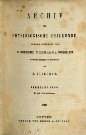 Archiv für physiologische Heilkunde. 15, 15. 1856