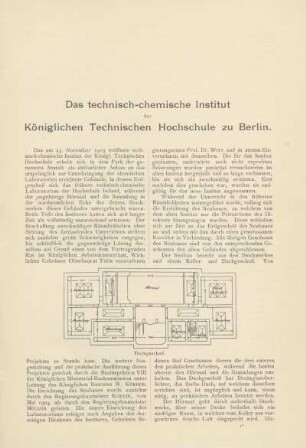 Das technisch-chemische Institut der Königlichen Technischen Hochschule zu Berlin