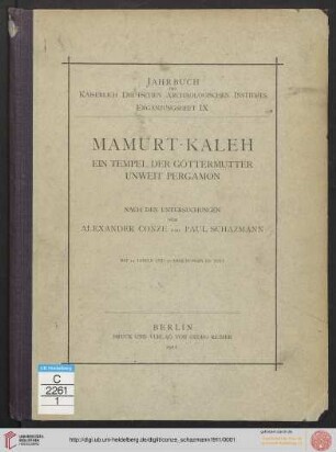 Band 9: Jahrbuch des Deutschen Archäologischen Instituts / Ergänzungs-Heft: Mamurt-Kaleh : ein Tempel der Göttermutter unweit Pergamon
