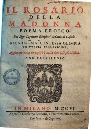 Il Rosario della Madonna : Poema eroico
