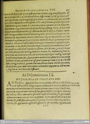 Ad Disputationem IX. De Justitia Et Veritate Dei