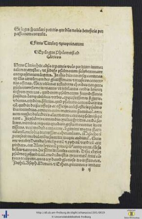 Jacobus Locher: Epilogus ad clericos.