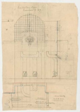 Thiersch, Friedrich von; München, Romanstr. 13; Villa von Hösslin - Brunnen (Grundriss, Ansichten)