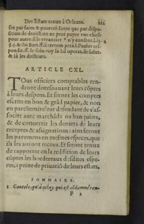 Article CXL - CXLIX