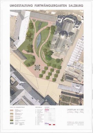 Hansjakob, Gottfried; Salzburg; Wettbewerb Furtwänglergarten (Umgestaltung) - Lageplan (mit Legende)
