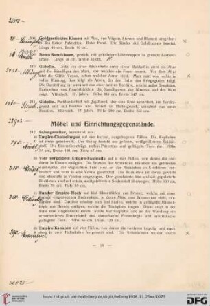 Möbel und Einrichtungsgegenstände (Nr. 212-260)