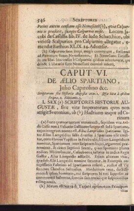 Caput VI. De Aelio Spartiano, Julio Capitolino &c.