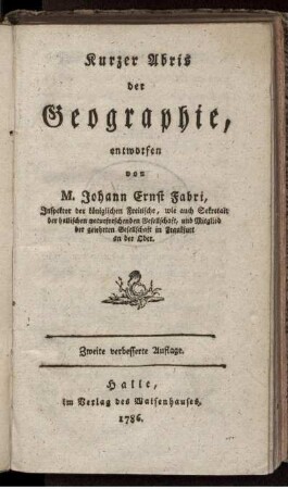 Kurzer Abris der Geographie