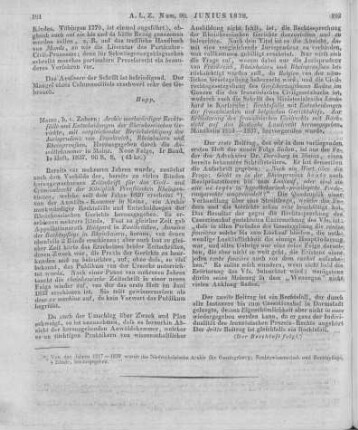 Archiv merkwürdiger Rechtsfälle und Entscheidungen der rheinischen Gerichte. Hrsg. durch die Anwaltskammer in Mainz. Mit vergleichender Berücksichtigung der Jurisprudenz von Frankreich, Rheinbaiern und Rheinpreußen. Bd. 1, H. 1. Meinz: Zabern 1837