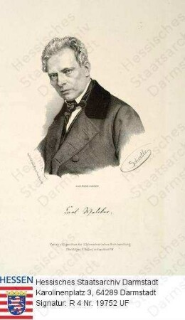 Welcker, Carl Theodor Prof. Dr. phil. (1790-1869) / Porträt, Brustbild, mit faks. Unterschrift