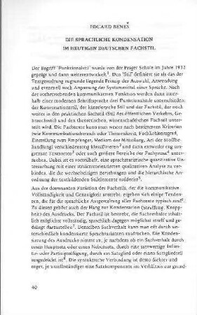 Die sprachliche Kondensation im heutigen deutschen Fachstil