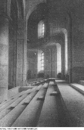 Dresden, Kreuzkirche. Innenraum kurz vor der Einweihung nach Abschluß der Wiederherstellung, Januar/Februar 1955